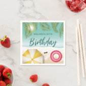 Tropische Sommer-Palmblätter auf Sandstrand-Geburt Serviette (Beispiel)