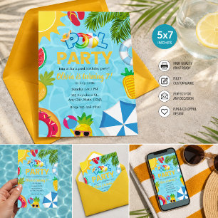 Tropische Sommer-Poolparty-Stimmung Einladung