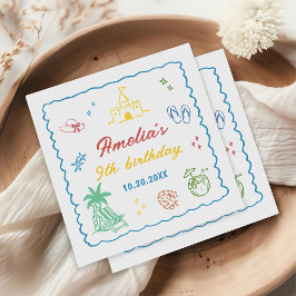 Tropische Sommer-Strand-Geburtstagsfeier Serviette
