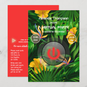 Tropische Sommer-Virtual Birthday Party Einladung