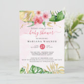 Tropische Sommer Wasserfarbendusche Einladung (Stehend Vorderseite)