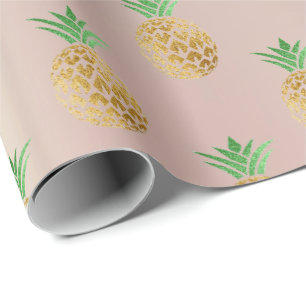 Tropische Sommerananas-Goldminze trägt Rosa Geschenkpapier
