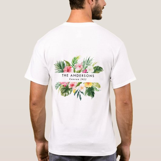 Tropische Sommerferien mit Blumen T-Shirt (Rückseite)