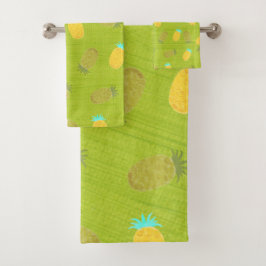 Tropische Sommerfrüchte Kiwi Grün Badhandtuch Set