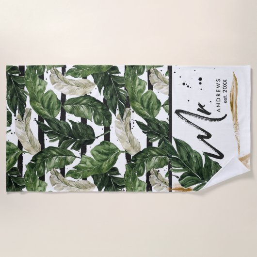 Tropische Sommergärten | Herr Brushed Script Strandtuch (Vorderseite)