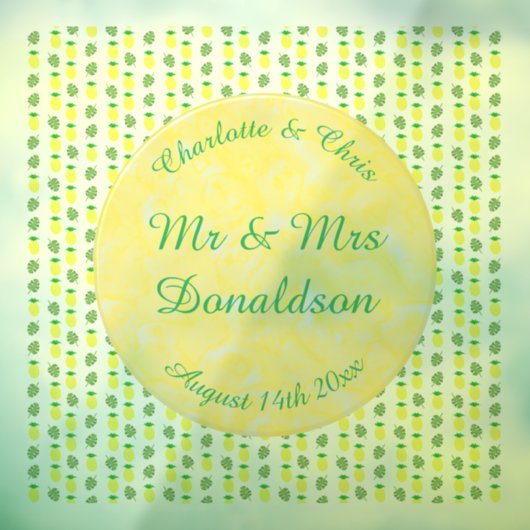 Tropische Sommerhochzeitpinienbäume und Palmen-Blä Fensteraufkleber (Blatt 3)