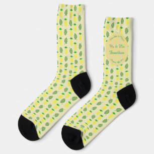Tropische Sommerhochzeitpinienbäume und Palmen-Blä Socken