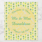 Tropische Sommerhochzeitpinienbäume und Palmen-Blä Weinetikett (Einzelnes Label)