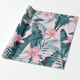 Tropische Sommermalerei nahtlos mit Palmen Geschenkpapier