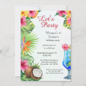 Tropische Sommerpaare Freunde Gemeinsamer Geburtst Einladung (Vorderseite)