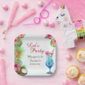 Tropische Sommerpaare Freunde Gemeinsamer Geburtst Pappteller (Party)