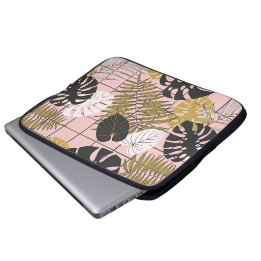 Tropische Sommerpalme Blätter Laptopschutzhülle (Vorne Knopf)