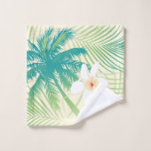 Tropische Sommerpalmen Badhandtuch Set (Waschlappen)