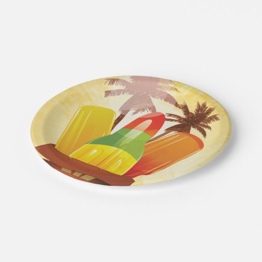 Tropische Sommerpapiere Teller (Schrägansicht)