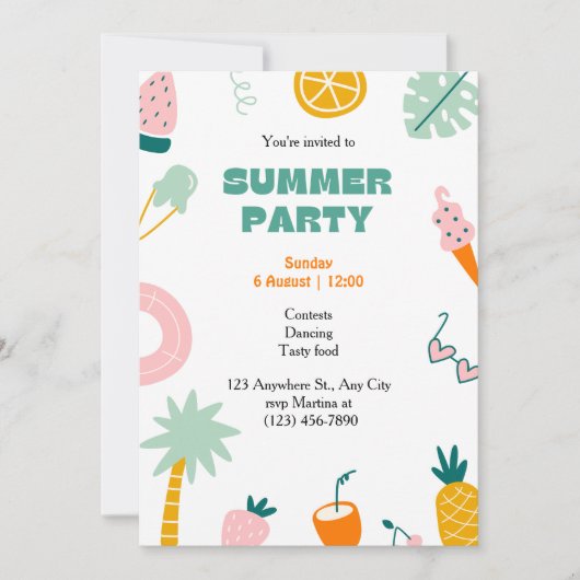 Tropische Sommerparty Einladung (Vorderseite)
