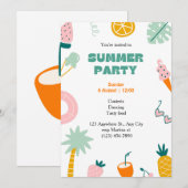 Tropische Sommerparty Einladung (Vorne/Hinten)
