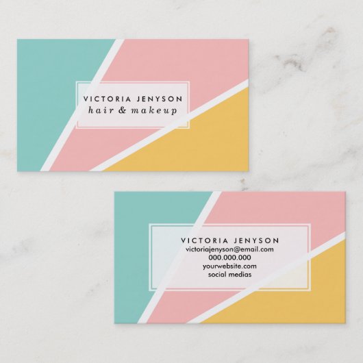 Tropische Sommerpastellfarben pink türkisfarben ge Visitenkarte (Vorne/Hinten)