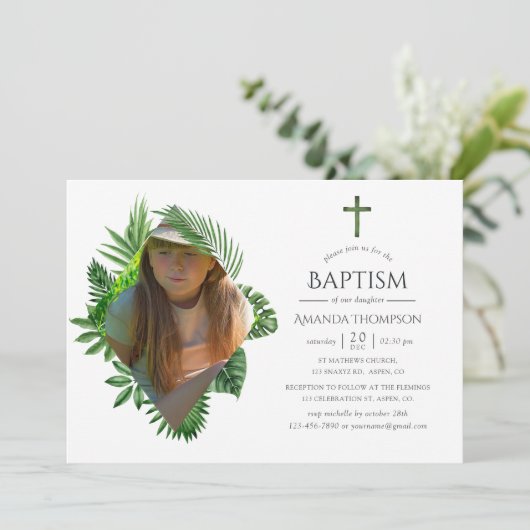 Tropische Sommertaufe oder Weihnachten Einladung (Stehend Vorderseite)