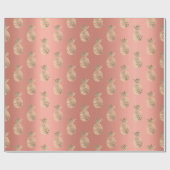 Tropische Sommerzeit Ananas Obst Pfirsichblüte Geschenkpapier (Flach)