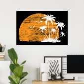 Tropische Sonne, Palmen und Vögel - Plakatdruck Poster (Heimbüro)