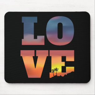 Tropische Sonnenuntergang-Liebe Mousepad