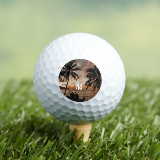 Tropische Sonnenuntergang Palmen und Bäume Golfball (Insitu T-Shirt)