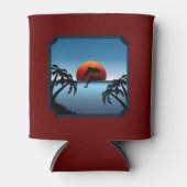 Tropische Sonnenuntergänge, Delphine und Palmen Dosenkühler (Vorderseite)