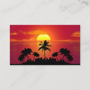 Tropische Sonnenuntergangs-Palmen Silhouette Stran Visitenkarte
