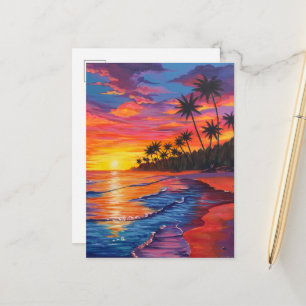 Tropische Sonnenuntergangs-Postkarte Postkarte