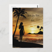 Tropische Sonnenuntergangsinsel Postkarte (Vorne/Hinten)