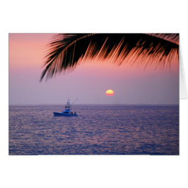 Tropische Sonnenuntergangskarte für das Fischerboo