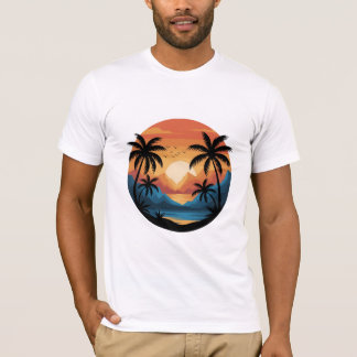Tropische Sonnenuntergangslandschaft mit Palmen un T-Shirt