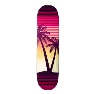 Tropische Sonnenuntergangstreifen Skateboard