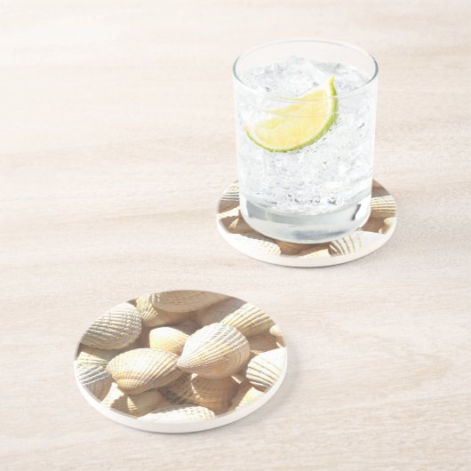 Tropische sonnige exotische Muscheln Sandstein Untersetzer (Seite)