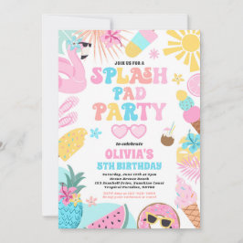 Tropische Splash Pad Sommer Geburtstagsparty Einladung