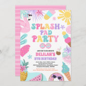 Tropische Splash Pad Sommer Geburtstagsparty Einladung (Vorne/Hinten)