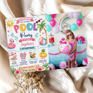 Tropische Splish Splash Poolparty Geburtstagseinla Einladung