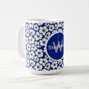 Tropische Stimmung Blumen auf Blau  Kaffeetasse