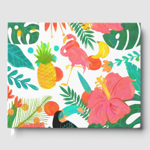 Tropische Stimmung Blumen Blätter Sommer Luau Hoch Gästebuch