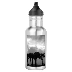 Tropische Stormy Skies Graustufen Wasserflasche