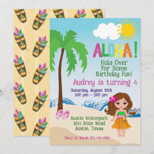 Tropische Strand Aloha Luau Geburtstagseinladung Einladung