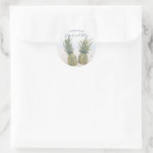 Tropische Strand-Ananas Runder Aufkleber (Tasche)