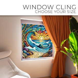 Tropische Strand-Buntglas-Kunst Fensteraufkleber
