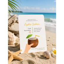 Tropische Strand-Coconut-Drinks-Geburtstagseinladu