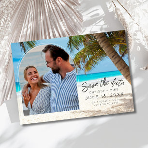 Tropische Strand-Foto-Destination-Hochzeit Save The Date