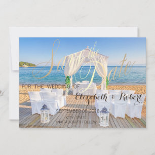 Tropische Strand-Laube Hochzeit  Save The Date