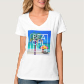 Tropische Strand-Leben-Palmen-moderne T-Shirt (Vorderseite)