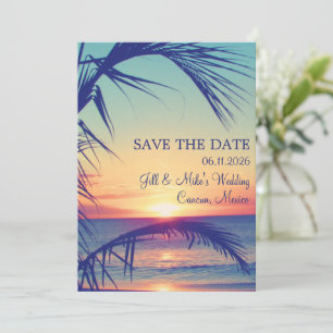 Tropische Strand Mexiko Hochzeit - Termin vormerke Save The Date