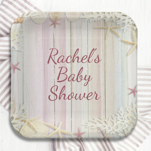 Tropische Strand-Muschel-Baby-Party Pappteller