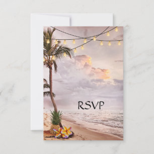 Tropische Strand- oder Zielort-Hochzeits-Antwortka RSVP Karte